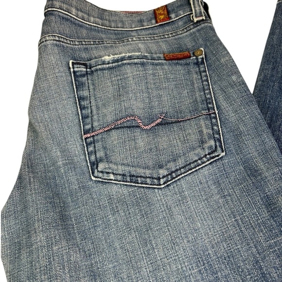 7 for all man kind bootcut jeans blue denim Vintage Y2K Size 32 Stretc Low Rise - Picture 8 of 11